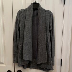 Athleta Pranayama Heather Charcoal Open-Front Waterfall Cardigan